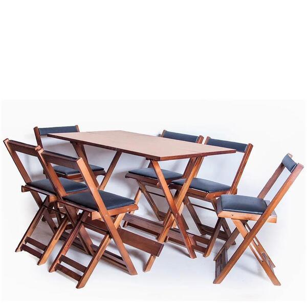 Conjunto Mesa 120x70 6 Cadeiras Imbuia Preto Ref. W120.6ip