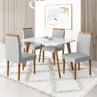 Conjunto Mesa 120x80 Com 4 Cadeiras Fortaleza Uno Off White/m