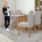 Conjunto Mesa 120x80cm Tampo Mdf/vidro Celebrare 4 Cadeiras E