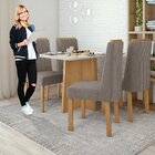 Conjunto Mesa 120x80cm Tampo Mdf/vidro Celebrare 4 Cadeiras E