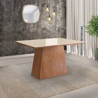 Conjunto Mesa 120x82cm E 4 Cadeiras Madeira Maciça Canela/off