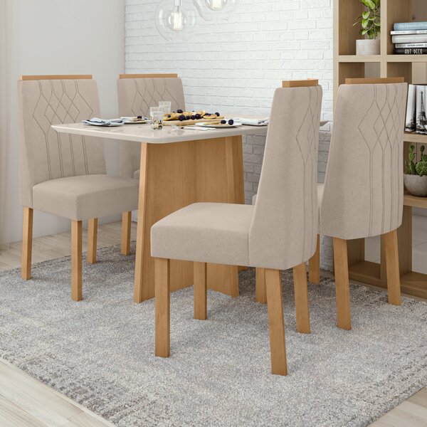 Conjunto Mesa 120x90cm Tampo Mdf Celebrare 4 Cadeiras Exclusi