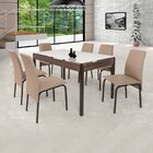 Conjunto Mesa 140cm Tampo Em Vidro Com 6 Cadeiras Barcelona