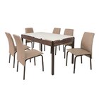 Conjunto Mesa 140cm Tampo Em Vidro Com 6 Cadeiras Barcelona