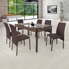 Conjunto Mesa 140cm Tampo Em Vidro Com 6 Cadeiras Barcelona