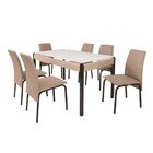 Conjunto Mesa 140cm Tampo Em Vidro Com 6 Cadeiras Barcelona