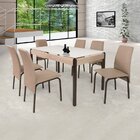 Conjunto Mesa 140cm Tampo Em Vidro Com 6 Cadeiras Barcelona