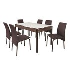 Conjunto Mesa 140cm Tampo Em Vidro Com 6 Cadeiras Barcelona