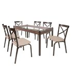 Conjunto Mesa 140cm Tampo Em Vidro Com 6 Cadeiras Karina  Bro