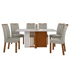 Conjunto Mesa 160cm Astrid Com Vidro E 6 Cadeiras Apogeu Fras