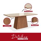 Conjunto Mesa 160x82cm E 6 Cadeiras Madeira Maciça Canela/lin