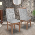 Conjunto Mesa 160x82cm E 6 Cadeiras Madeira Maciça Canela/lin