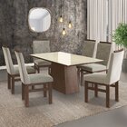 Conjunto Mesa 160x82cm E 6 Cadeiras Madeira Maciça Tabaco/jol