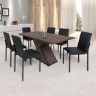 Conjunto Mesa 160x90cm Tampo Bp 6 Cadeiras Dubai  Preto/amênd