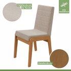 Conjunto Mesa 170cm Celina Com Vidro E 6 Cadeiras Atla Amêndo
