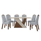 Conjunto Mesa 170cm Tampo Mdf/vidro 6 Cadeiras Vênus Móveis L