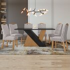 Conjunto Mesa 170cm Tampo Mdf/vidro 6 Cadeiras Vênus Móveis L
