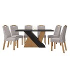Conjunto Mesa 170cm Tampo Mdf/vidro 6 Cadeiras Vênus Móveis L