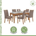 Conjunto Mesa 180cm Aries Com 6 Cadeiras Apogeu Amêndoa Clean