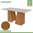 Conjunto Mesa 180cm Luxor Com Vidro E 6 Cadeiras Atla Amêndoa