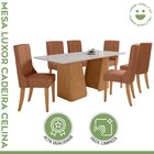 Conjunto Mesa 180cm Luxor Com Vidro E 6 Cadeiras Celina Amênd