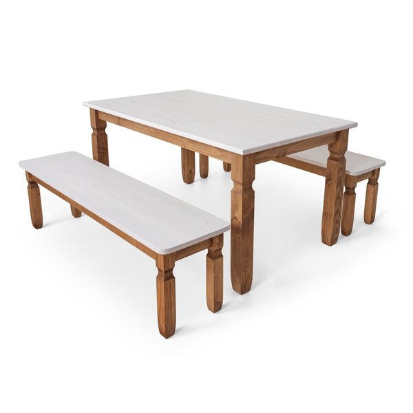 Conjunto Mesa 182x91cm com 2 Bancos 180x38cm Corona Ecomóveis