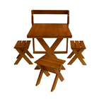 Conjunto Mesa 1m E 3 Banquetas Sem Encosto Madeira Maciça Euc