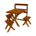 Conjunto Mesa 1m E 3 Banquetas Sem Encosto Madeira Maciça Euc