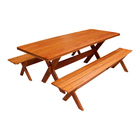 Conjunto Mesa 2,5m 2 Bancos Sem Encosto E 2 Cadeiras Madeira