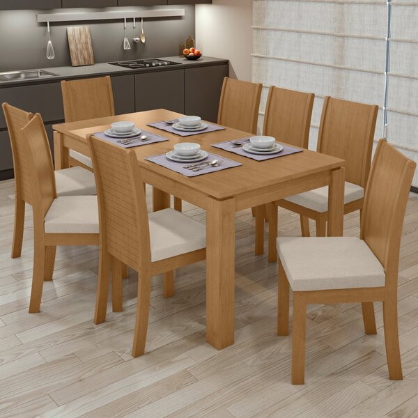 Conjunto Mesa 200x90cm Tampo Mdp 8 Cadeiras Athenas Móveis Lo