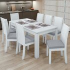 Conjunto Mesa 200x90cm Tampo Mdp 8 Cadeiras Athenas Móveis Lo