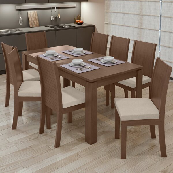 Conjunto Mesa 200x90cm Tampo Mdp 8 Cadeiras Athenas Móveis Lo