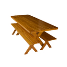 Conjunto Mesa 2m 2 Bancos Sem Encosto Madeira Maciça Angelim