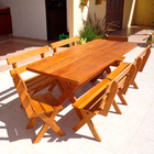 Conjunto Mesa 2m 4 Bancos E 2 Cadeiras Madeira Maciça Angelim