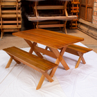 Conjunto Mesa 2m E 2 Bancos Sem Encosto Madeira Maciça Eucali