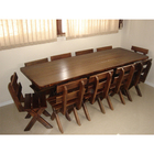 Conjunto Mesa 2m E 8 Cadeiras Madeira Maciça Eucalipto Tabaco