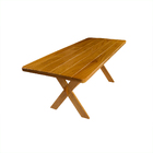 Conjunto Mesa 3m E 2 Bancos Sem Encosto Madeira Maciça Angelim