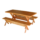 Conjunto Mesa 3m E 2 Bancos Sem Encosto Madeira Maciça Angelim