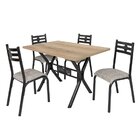 Conjunto Mesa 4 Cadeiras 120cm Vip Ciplafe Preto/carvalho Mon