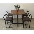 Conjunto Mesa 4 Cadeiras Pequena Estofado Marrom Industrial P
