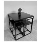 Conjunto Mesa 4 Cadeiras Pequena Estofado Preto Industrial Bl