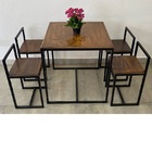 Conjunto Mesa 4 Cadeiras Pequena Madeira Imbuia Industrial Wo