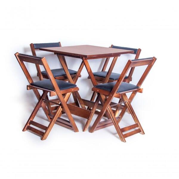 Conjunto Mesa 70x70 4 Cadeiras Imbuia Preto Ref. W70.4ip