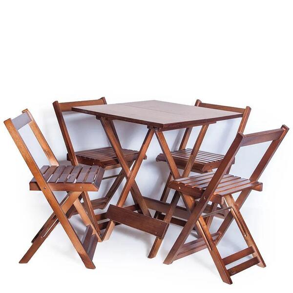Conjunto Mesa 70x70 4 Cadeiras Imbuia Ref. 70.4i