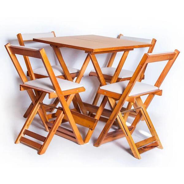 Conjunto Mesa 70x70 4 Cadeiras Mel Creme Ref. W70.4mc