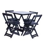Conjunto Mesa 70x70 4 Cadeiras Tabaco Preto Ref. W70.4tp