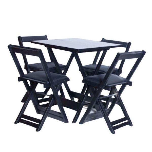 Conjunto Mesa 70x70 4 Cadeiras Tabaco Preto Ref. W70.4tp
