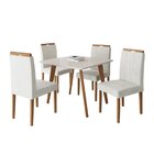 Conjunto Mesa 90x90 Com 4 Cadeiras Fortaleza Uno Off White/me