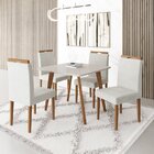 Conjunto Mesa 90x90 Com 4 Cadeiras Fortaleza Uno Off White/me