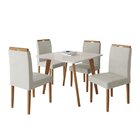 Conjunto Mesa 90x90 Com 4 Cadeiras Fortaleza Uno Off White/me